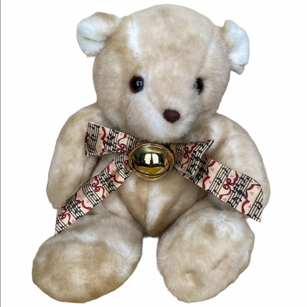 NWOT Vintage Heartline Hallmark Plush Jingle Teddy Bear Sheet Music Note Ribbon